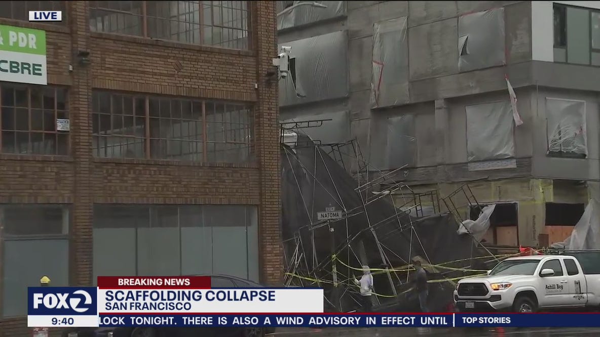 Construction scaffolding collapses in San Francisco